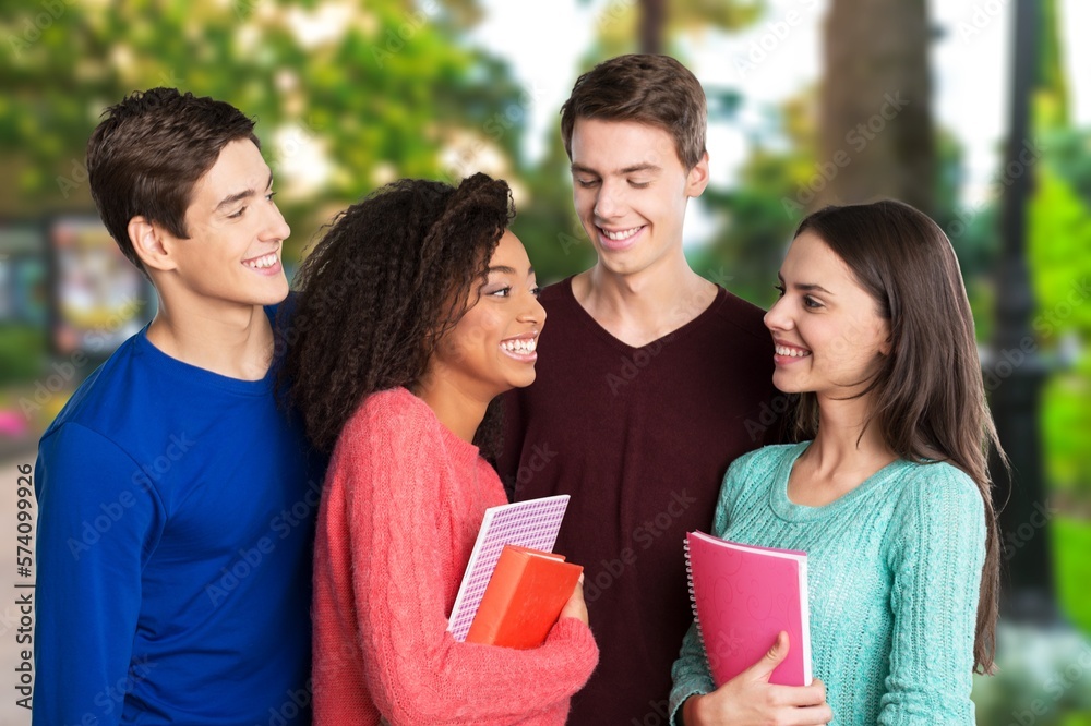 Happy group of young university students. Happy group of young university students.