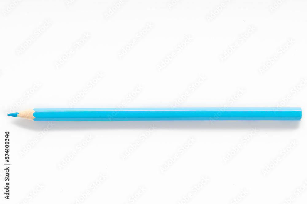 Closeup view of Cyan pencils on white background Closeup view of Cyan pencils on white background