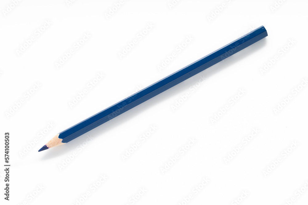 Closeup view of blue pencils on white background Closeup view of blue pencils on white background
