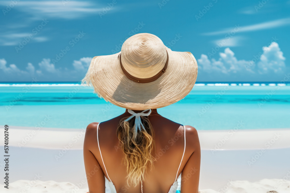 Happy girl on a beach (AI Generated)