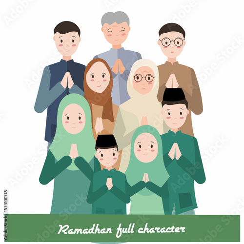 cute cartoon ramadan vector character.full vector pack 