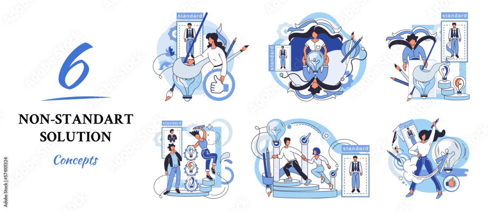 Fototapeta premium Non standart solution solving problem metaphor, answer to question or creativity idea innovation help business success. Alternative decision or business strategy plan, fallback option business choice