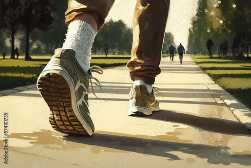 Feet jogging in a park (AI Generated)