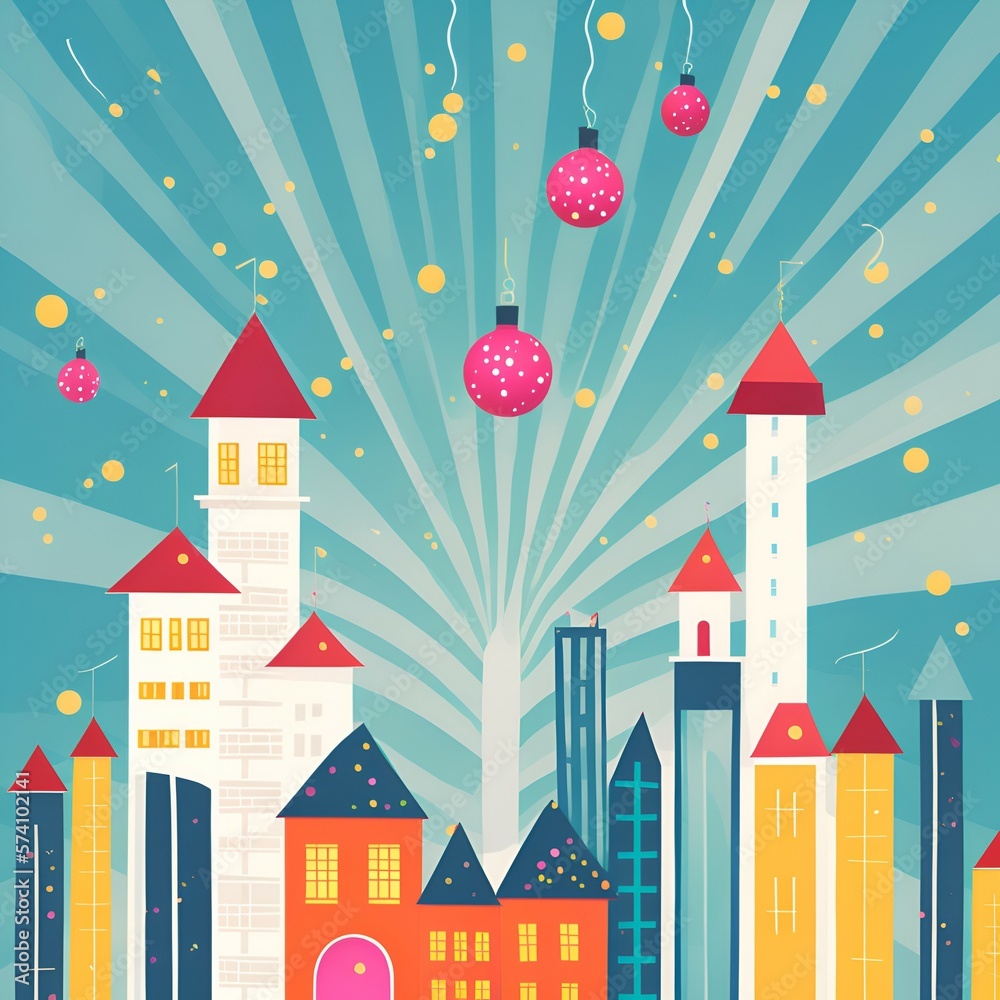 Design a background with a vibrant cityscape to reflect the festive . Generative with AI
