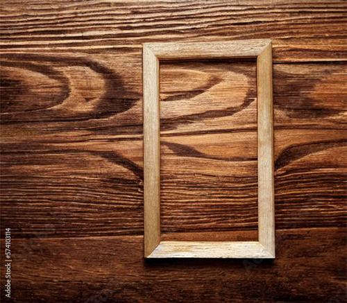 Empty wooden frame on isolated wooden background for filling. with space for copywriting.