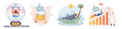 Climate change weather global greenhouse warming risks metaphor concept. Save planet. Compared planet with renewable eco resources consumption global warmings burning alternative. Environment Day