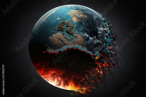 Catastrophic explosion and destruction of earth's core