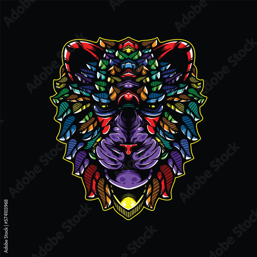 lolipop colorful decorative lion pattern mascot
