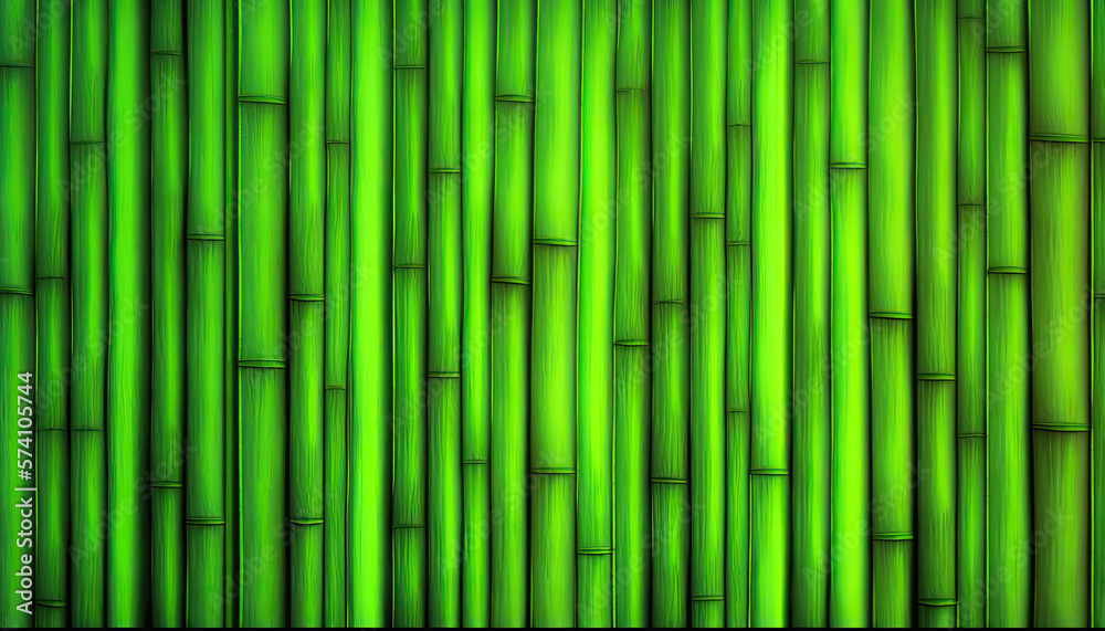 Naklejka premium Background green bamboo texture created with generative AI