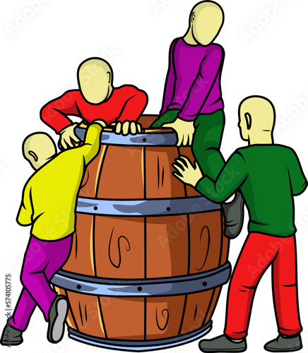 Cartoon vector of mannequin come out from the barrel