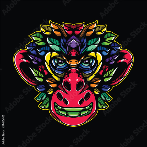 lolipop colorful decorative monkey pattern mascot