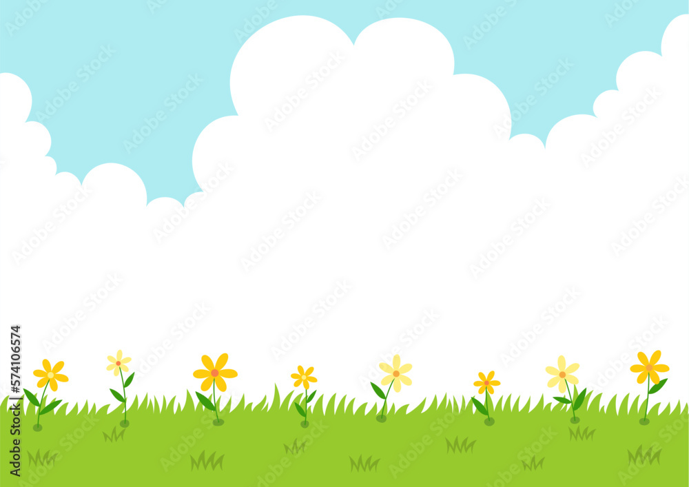 Spring flowers on the grass. Spring nature background.