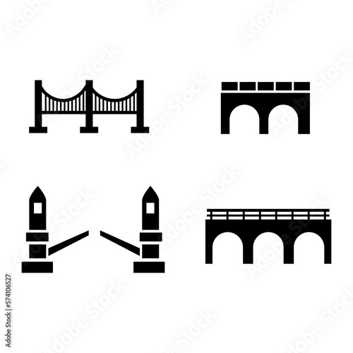 Set of isolated black simple icons bridges on white background..eps