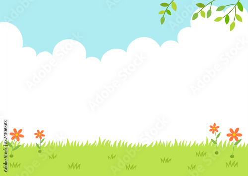Spring flowers on the grass. Spring nature background. © soyon