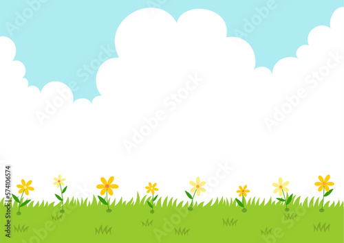 Spring flowers on the grass. Spring nature background.
