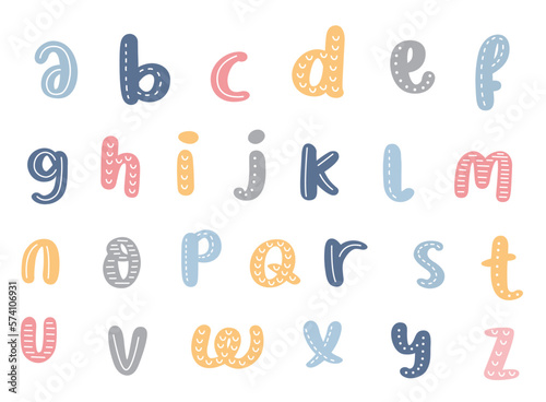 Pastel Color Cute Alphabet Lowercase Letter Fototapet