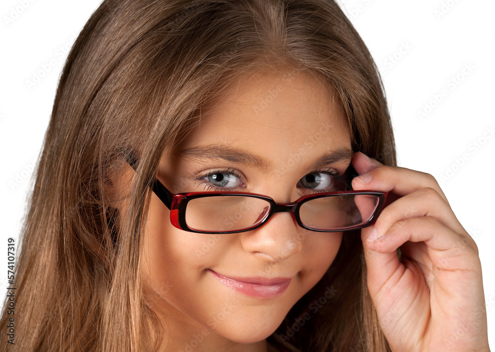 Closeup of a Young Girl with Eyeglasses
