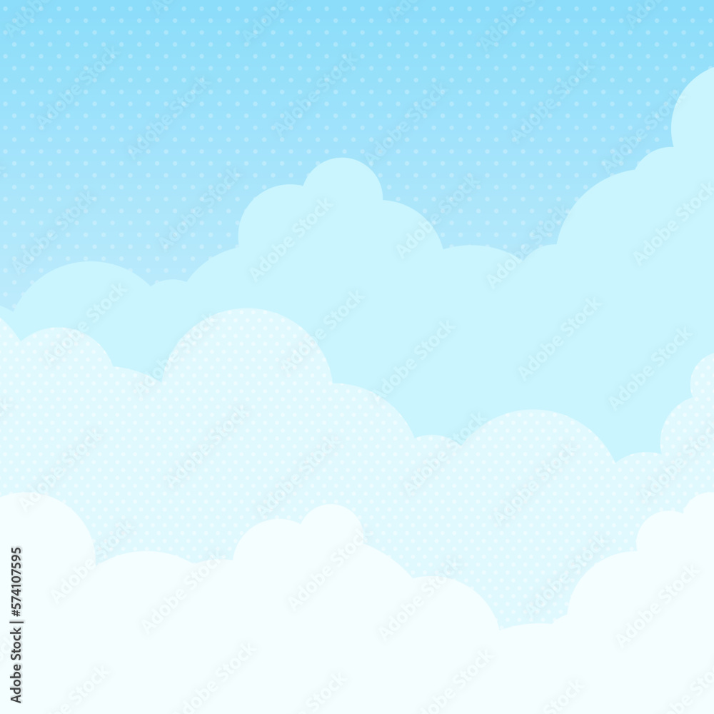 もくもくした雲と青空　背景素材（正方形）
