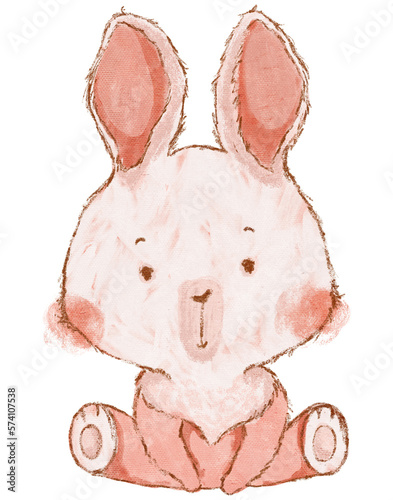 Baby Bunny Watercolor for Nursery decoration, invitation, birthday, baby shower, cute and adorable illustration