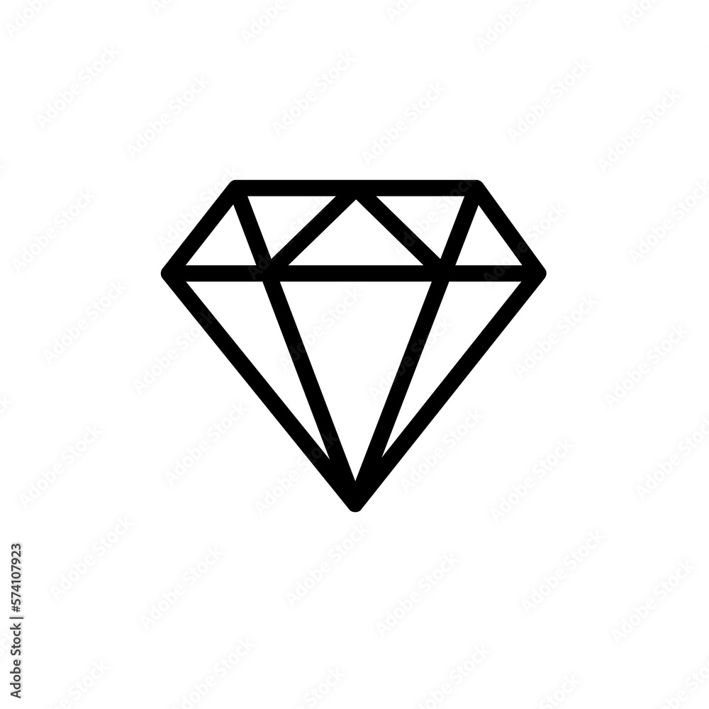 Outline diamond web icon ilustration trendy style on white background..eps Outline diamond web icon ilustration trendy style on white background..eps