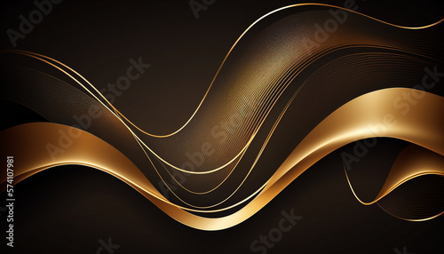 Golden wavy background, Wallpaper, abstract, Generative AI