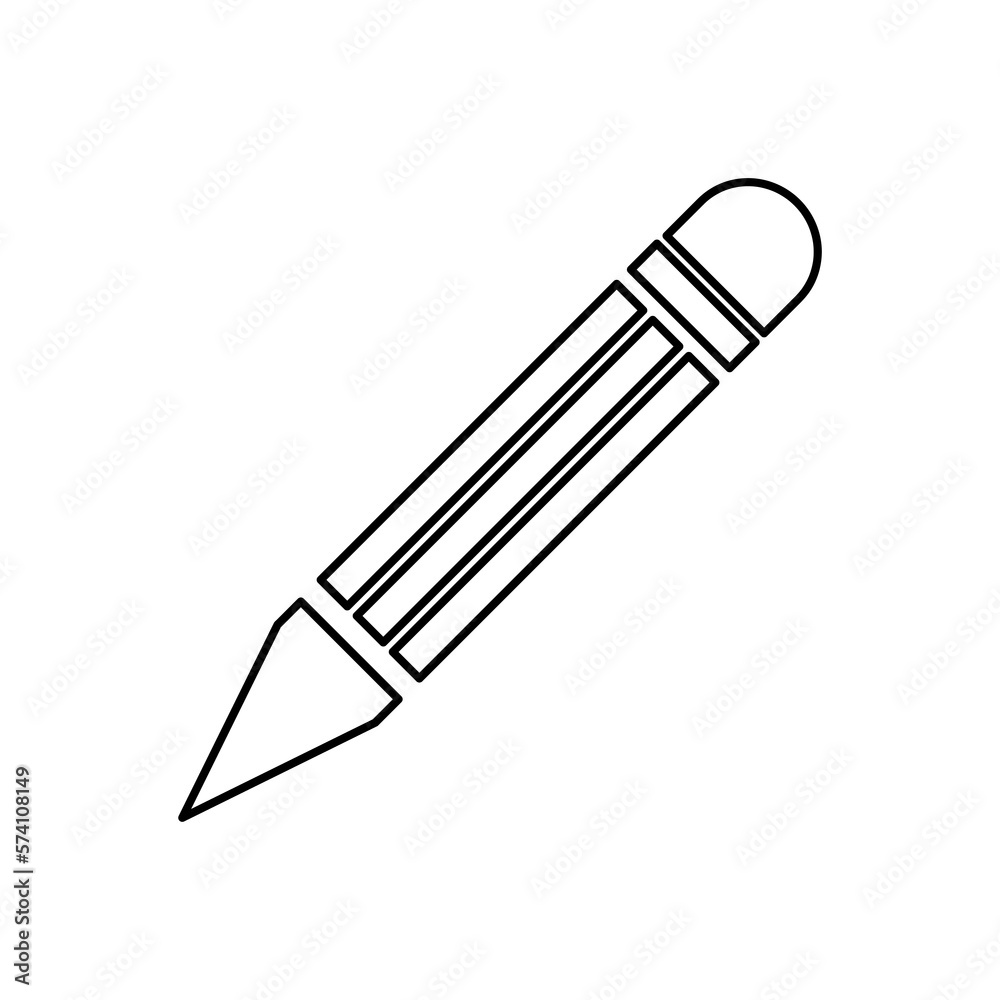 Pencil icon illustration,vector school on white background Pencil icon illustration,vector school on white background