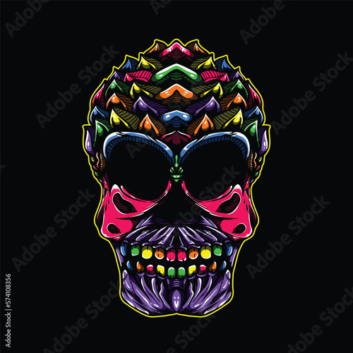 lolipop colorful decorative skull pattern mascot