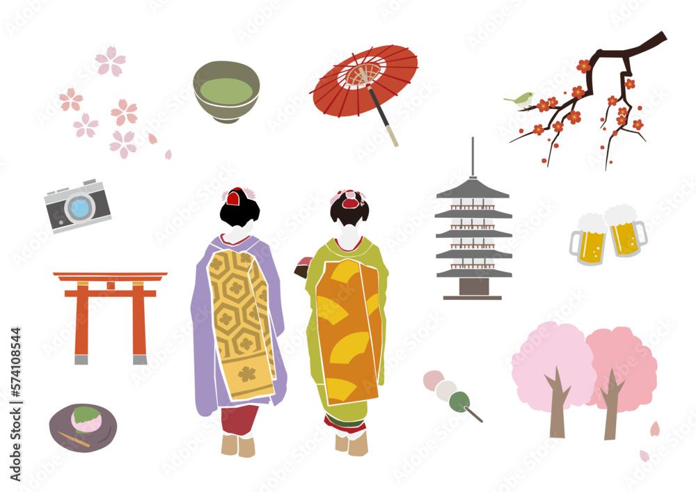 Obraz premium 春の京都 イラスト