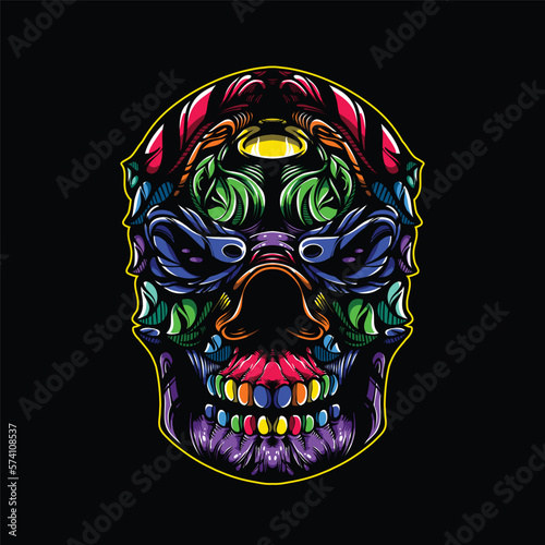 lolipop colorful decorative skull pattern mascot
