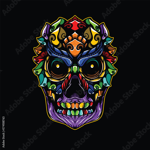 lolipop colorful decorative skull pattern mascot