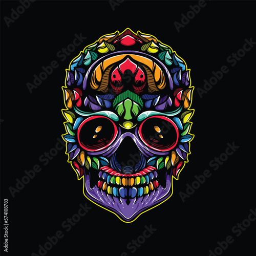 lolipop colorful decorative skull pattern mascot