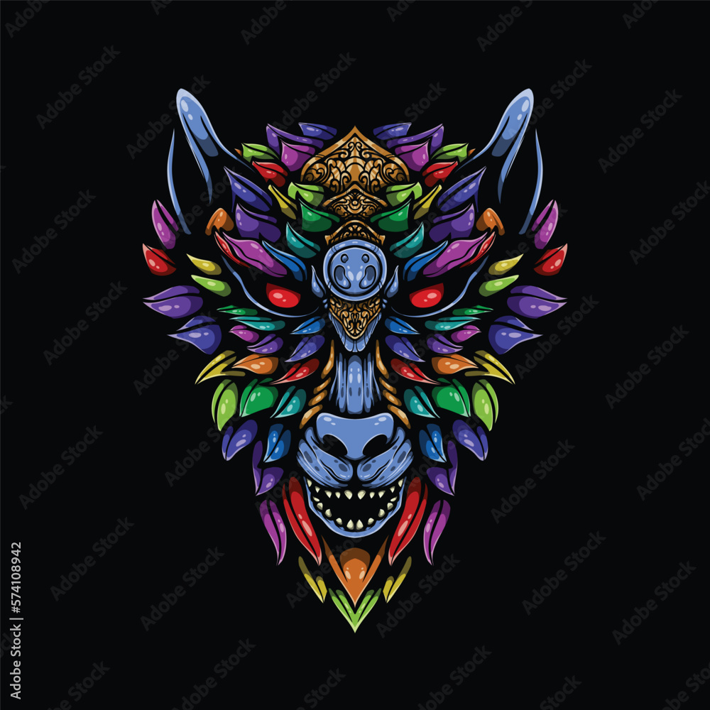 lolipop colorful decorative wolf pattern mascot