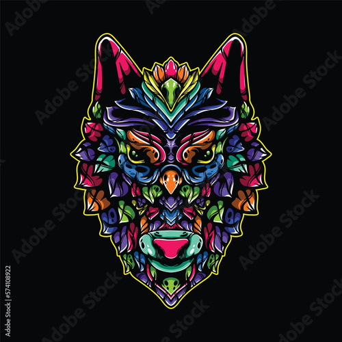 lolipop colorful decorative wolf pattern mascot