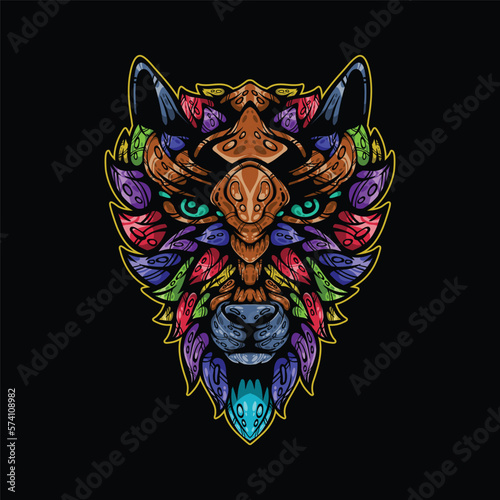 lolipop colorful decorative wolf pattern mascot
