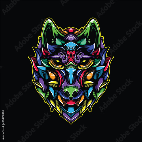 lolipop colorful decorative wolf pattern mascot