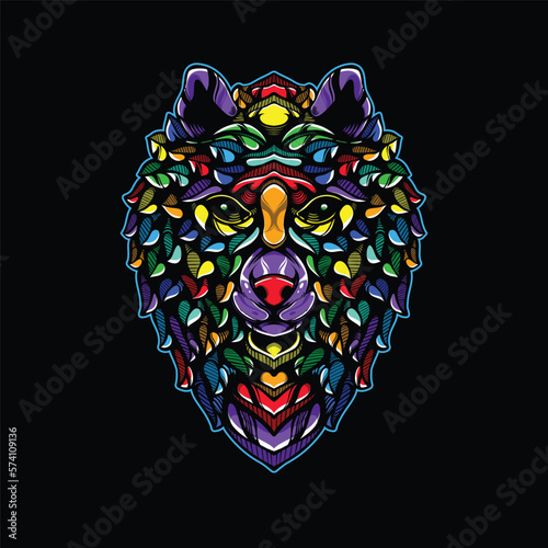 lolipop colorful decorative wolf pattern mascot