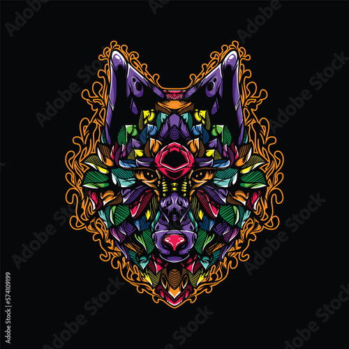 lolipop colorful decorative wolf pattern mascot