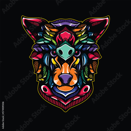 lolipop colorful decorative wolf pattern mascot