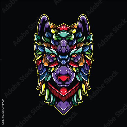 lolipop colorful decorative wolf pattern mascot