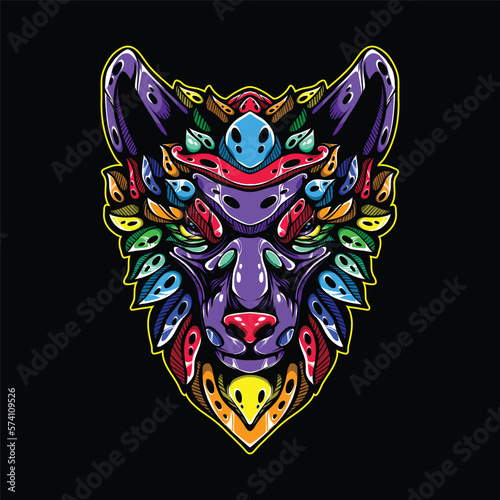 lolipop colorful decorative wolf pattern mascot