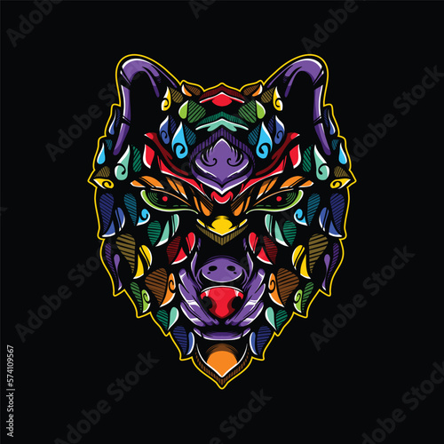 lolipop colorful decorative wolf pattern mascot