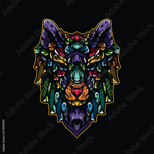 lolipop colorful decorative wolf pattern mascot