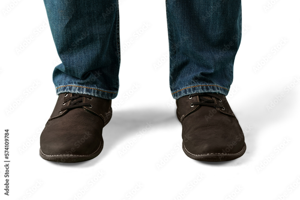 Human legs with jeans and sneaker shoes