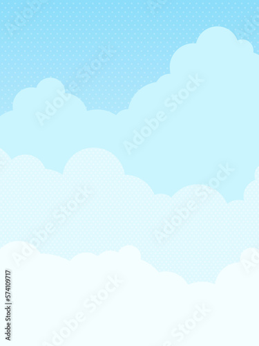 もくもくした雲と青空 背景素材（縦向き）
