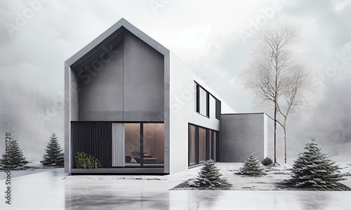Fototapeta Naklejka Na Ścianę i Meble -  Scandinavian house in modern design, generative AI