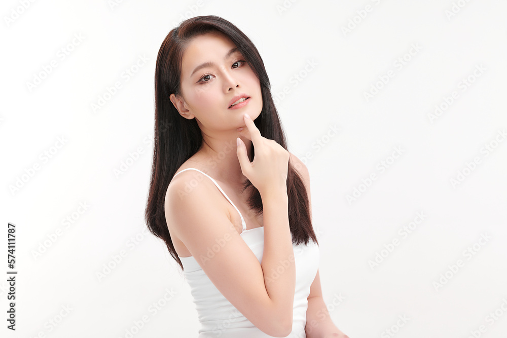 Beautiful young asian woman with clean fresh skin on white background, Face care, Facial treatment, Cosmetology, beauty and spa, Asian women portrait. Beautiful young asian woman with clean fresh skin on white background, Face care, Facial treatment, Cosmetology, beauty and spa, Asian women portrait.