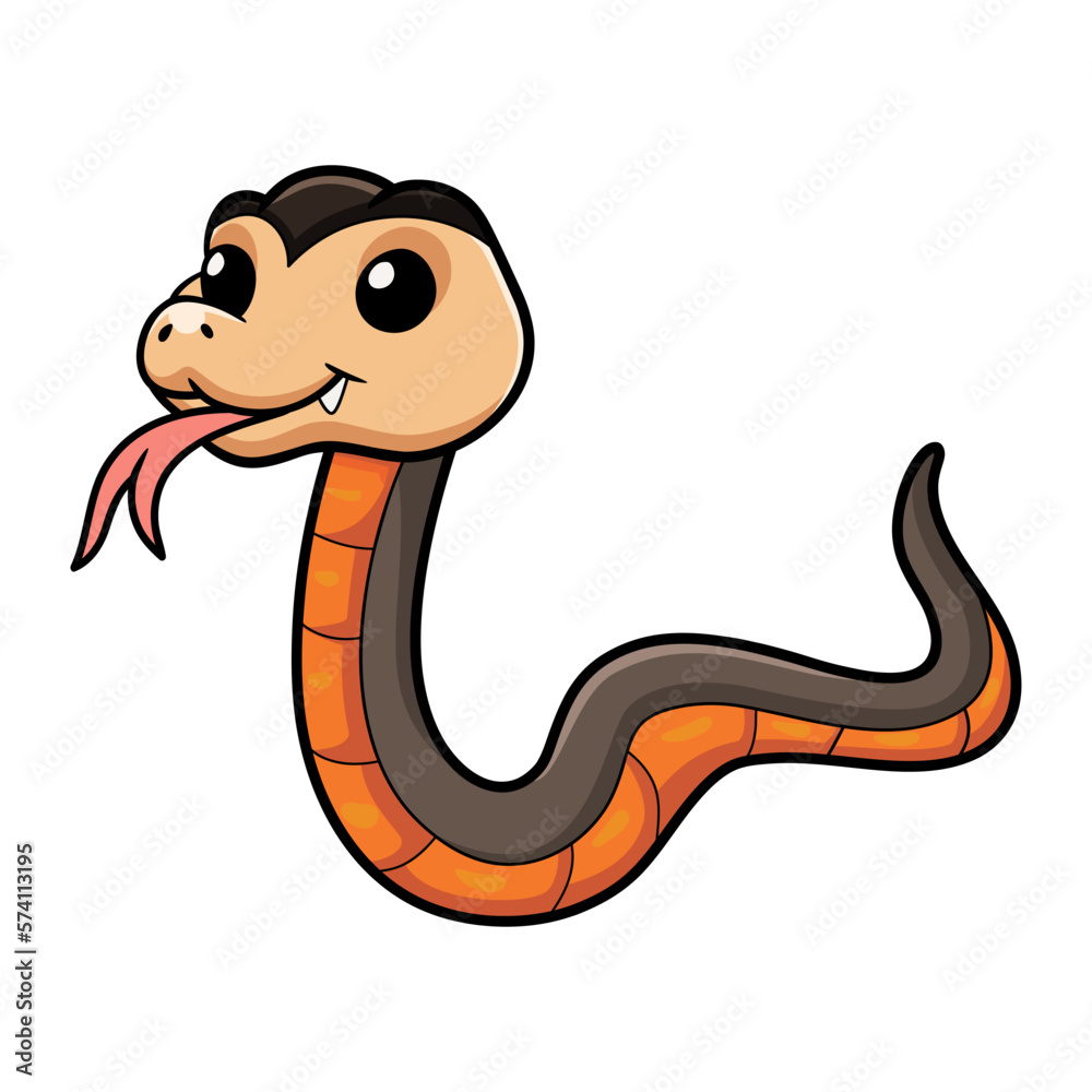 Fototapeta premium Cute golden crowned snake cartoon