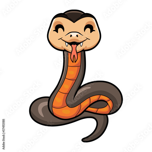 Cute golden crowned snake cartoon