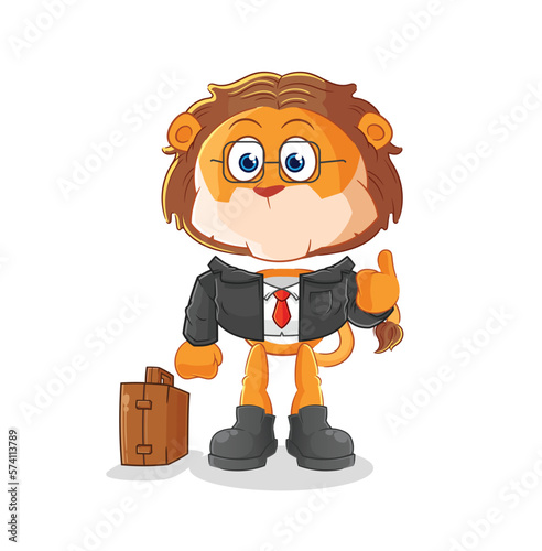 lion office worker mascot. cartoon vector