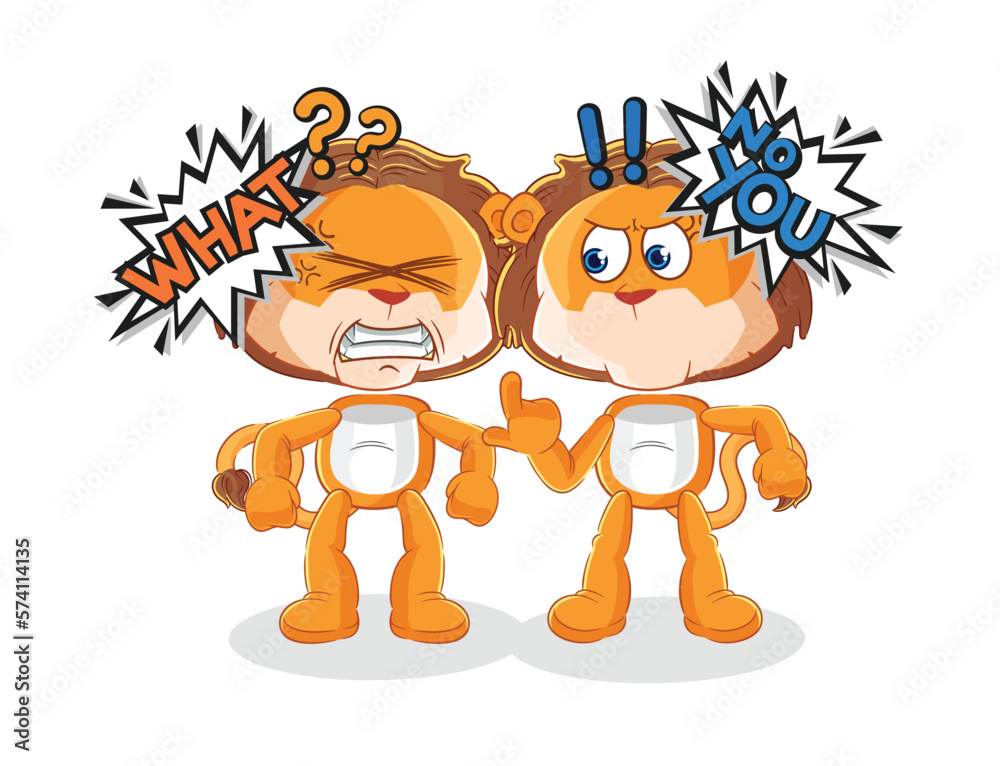 Fototapeta premium lion arguing each other cartoon vector